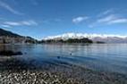 View from lakefront in front of hostel