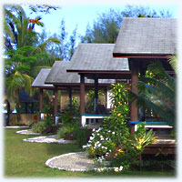 The kabanas are set out diagonally on the property to capture maximum view of the lagoon