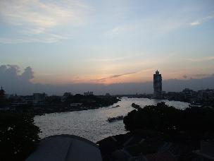 Sunset at Chaopraya river from the balcony of 7th floor River Breeze room.