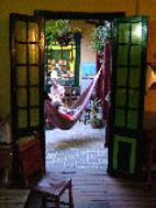 Looking out from the lounge into the central courtyard