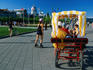 Rollerblading, cycling and pedicab activities in the old port area of Montreal.