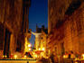 Dusk cafe scene in the streets of old Dubrovnik.