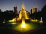 Queen Victoria fountain, at dusk.