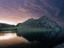Mountain by lake at sunset, Mongolia