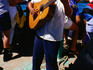 A musician entertains passengers on the ferry to Cozumel.