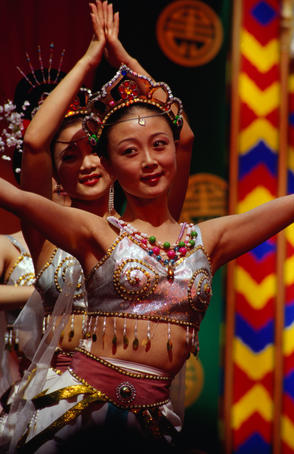 A female member of the Dunhuang Dance Troupe, from China.