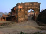 Massive Mughal gateway behind the palaces of the deserted city of Fatehpur Sikri.