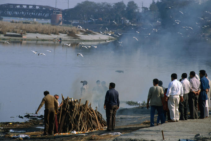 Nigambouth Ghat, the main cremation area for Delhi's Hindu and Sikh population.