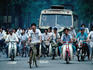 Bicycles, buses and motorscooters.