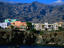 Buildings with mountains, Cape Verde