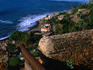 The stalwart ramparts of the 16th century Fort Real do Sao Felipe. The fort is located in the ruined town of Cidade Velha (old town).