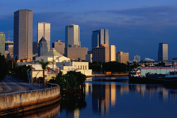 The Miami City skyline and Miami River.