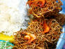 Fried bean sprouts and prawn noodles at Bogyoke Aung San market.