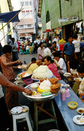 Noodle stall at Bogyoke Aung San market.