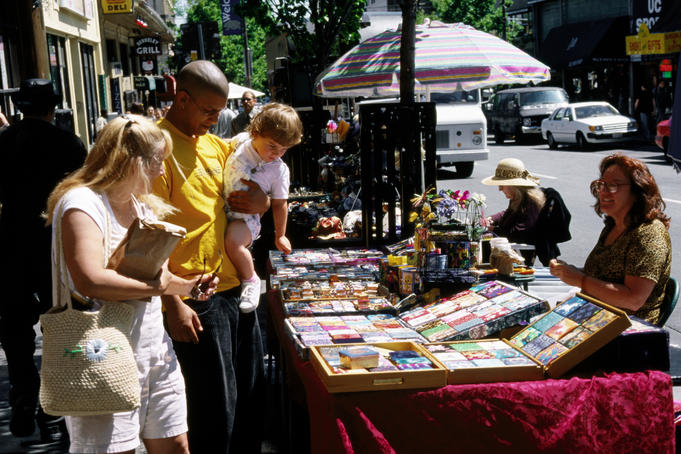 Street vendors on Telegraph Avenue.