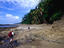 Hiking along the Pacific coast in the Corcovado National Park.