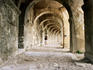 People in Aspendos Ampitheatre passageway.