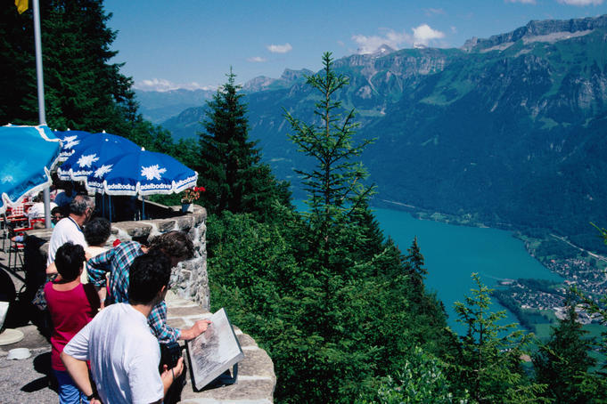 Views of Brienzersee as seen from the restaurant at Harder Kulm in Interlaken.