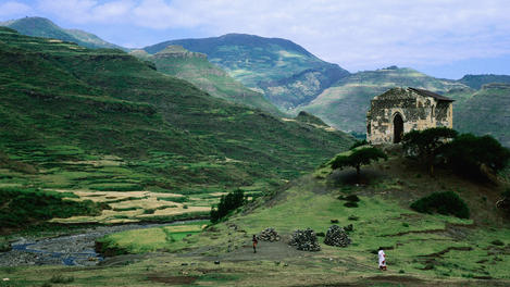 Highland Ethiopian Orthodox Church in the Gonder area, Amhara, west of Meket.