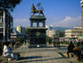 A bronze statue of the Lion of Judah, symbolising the Imperial dynasty, in the forecourt of the railway station