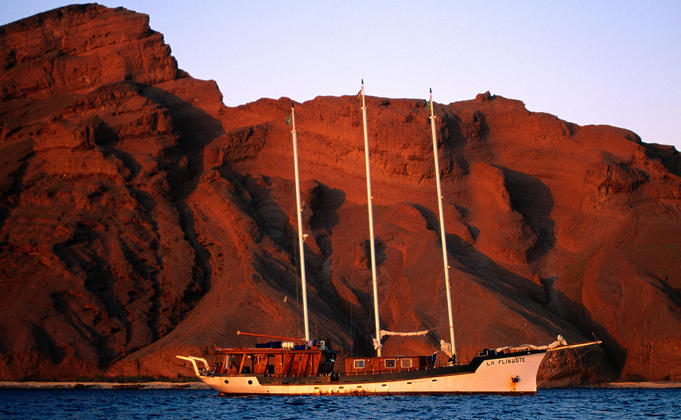 French operated dive ship offering live-on board trips around the Sept Freres Islands