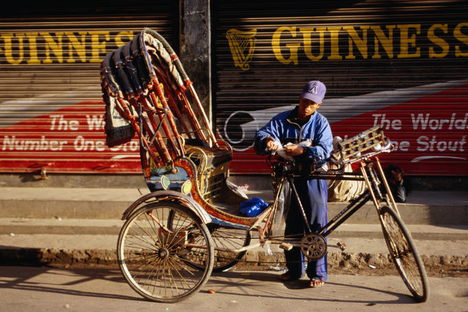 Rickshaw driver on Thamel street.