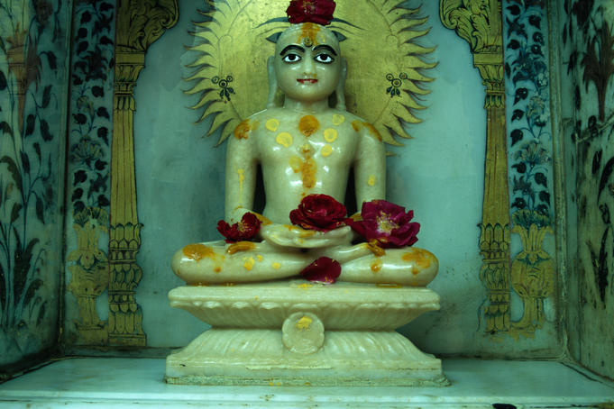 Statue of Mahibira (no 24 God) in the Swientambra Jain Temple, Old Delhi.