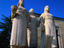 Statues standing tall in front of Ataturk's Mausoleum in Ankara.