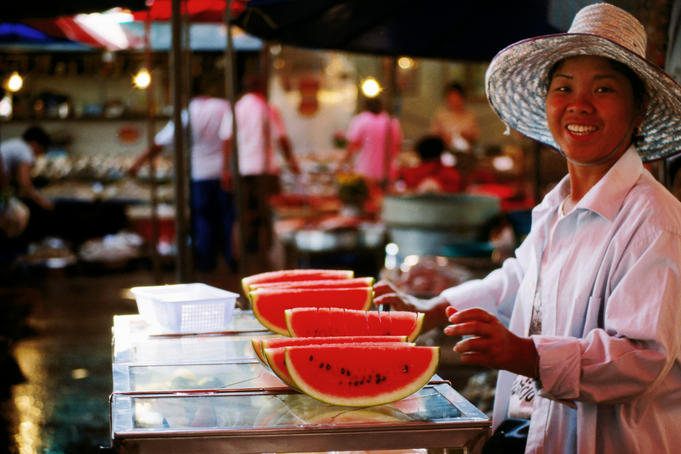Portrait of watermelon seller.