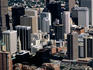Aerial of downtown cityscape.