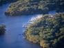 Aerial of Toronto Islands and yacht marina.