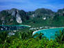 Ao Ton (left) and Ao Lo Dalam (right) from the viewpoint above the tourist village on Ko Phi Phi Don.