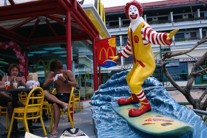 Surfers in Kuta take a break at McDonalds.
