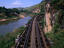 Trestle or stilt railway tracks along the River Kwai in Kanchanaburi.
