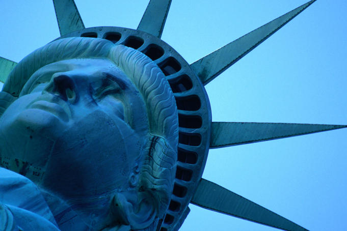 Statue of Liberty with a viewing platform in her crown.