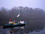 Kayaking through the misty Withlacoochee River Springs, taking care not to wake any alligators