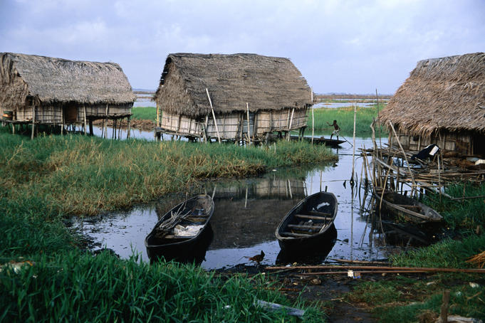 Houses on stilts.