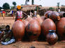 Water urns at the Vogan market.