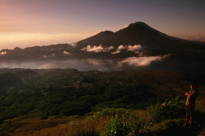 Batur Lake and Mt Abang (2153m).