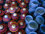 Locally made baskets and ceramic bowls for sale in Najran Basket Souq.