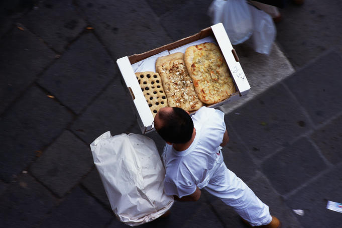 Delivering foccacia in Venice