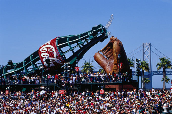 Looking over to the outfield bleachers at Pac Bell Park.