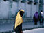 Woman in traditional dress with veils.