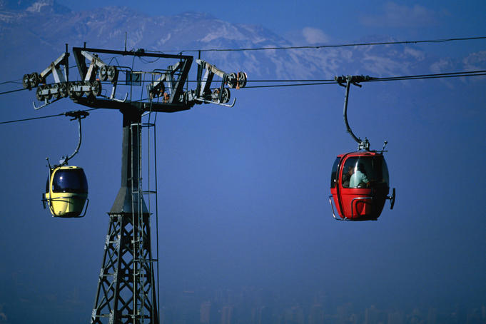 The teleferico (aerial tramway) that climbs to the top of Cerro San Cristobel (869m).
