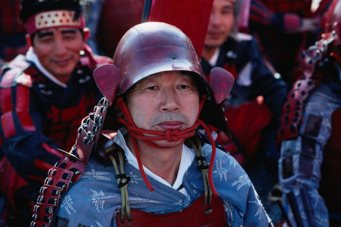 Shingen-ko-matsuri festival in Kofu. The annual festival includes the warrior's parade with over 1,600 people in armour.