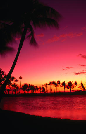Sunset at Anaehoomalu Beach.