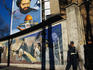 A mural depicting Middle Eastern political propaganda.
