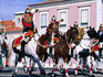 Guards of National Palace riding horses during ceremonial parade.