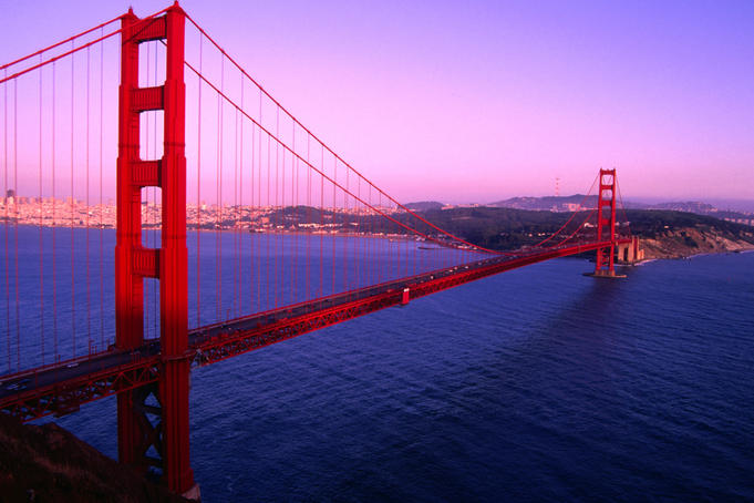 A San Francisco icon, the Art-Deco Golden Gate Bridge.