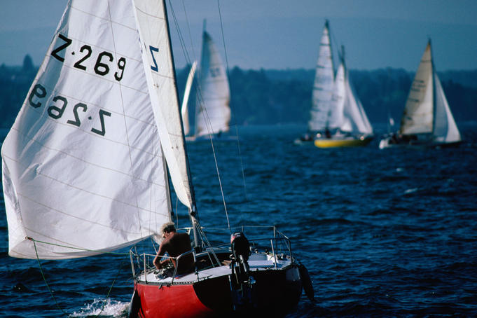 Sailing on Lake Geneva.